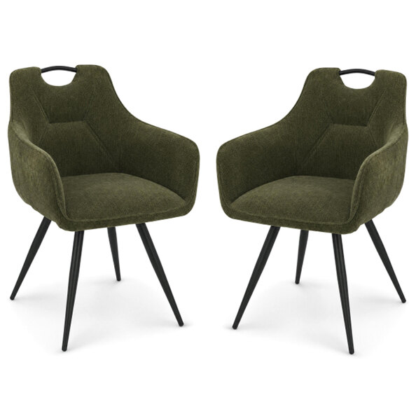 Touron Green Fabric Dining Chairs in Green