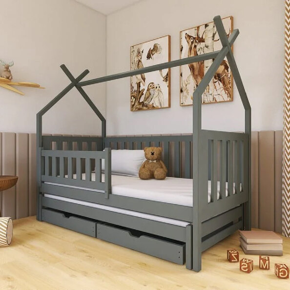 Tracy Wooden Day Bed With Foam Mattress And Trundle In Graphite
