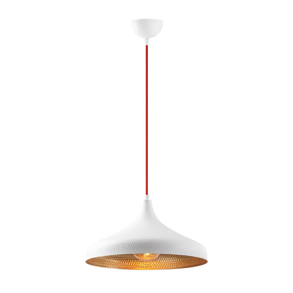 Trendline Metal Bell Shaped Ceiling Pendant Light in White and Red
