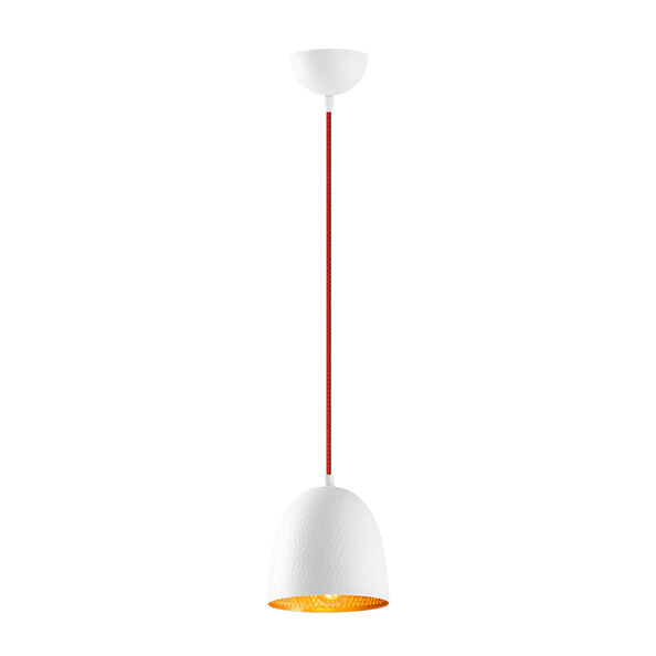 Trendline Metal Brass Dome Ceiling Pendant Light in White and Red