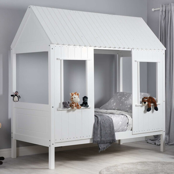 Trenton Wooden Single Bed In White