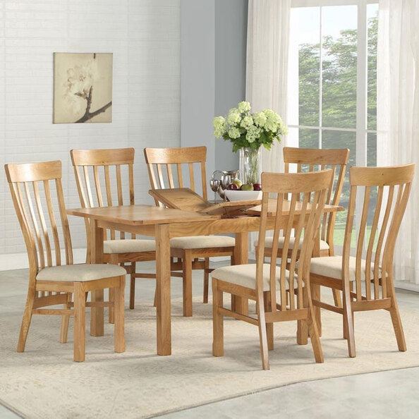 Trevino Wooden Extending Dining Table With 6 Chairs In Oak