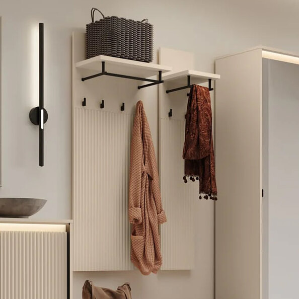 Trier Wooden Set Of 2 Hallway Cost Hangers In Beige