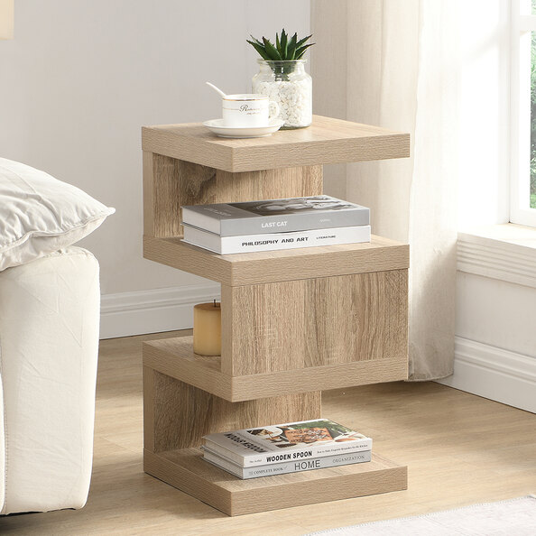 Trio Wooden 2 Tier Side Table In Sanremo Oak