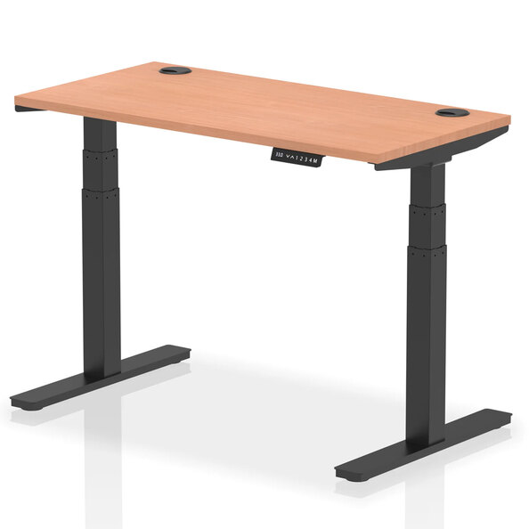 Troy 120cm Wooden Adjustable Laptop Desk With Black Legs In Beech