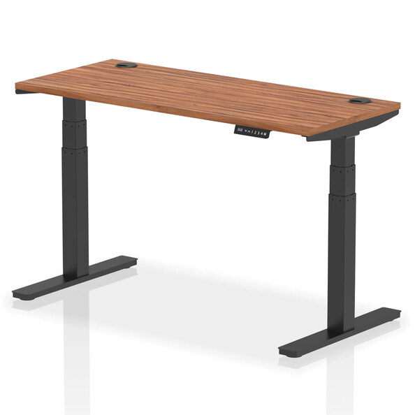 Troy 140cm Wooden Adjustable Laptop Desk With Black Legs In Walnut