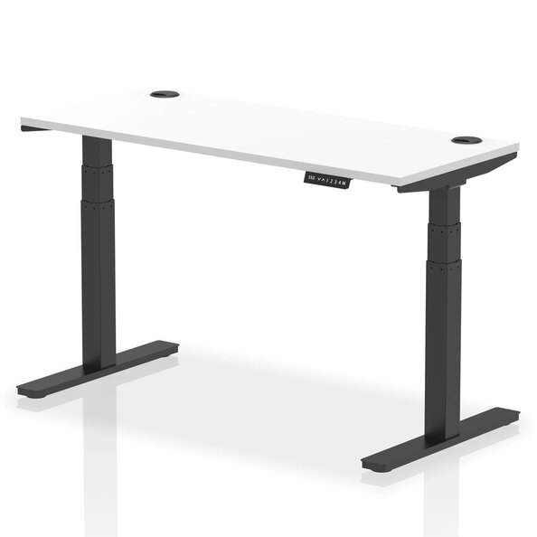 Troy 140cm Wooden Adjustable Laptop Desk With Black Legs In White