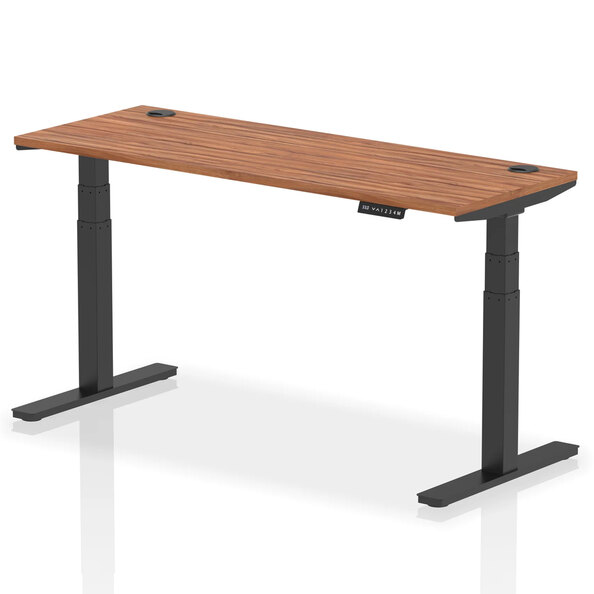 Troy 160cm Wooden Adjustable Laptop Desk With Black Legs In Walnut