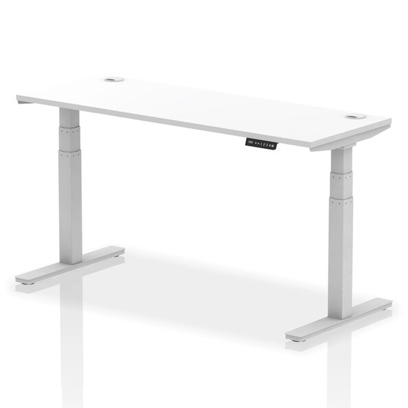 Troy 160cm Wooden Adjustable Laptop Desk With Silver Legs In White