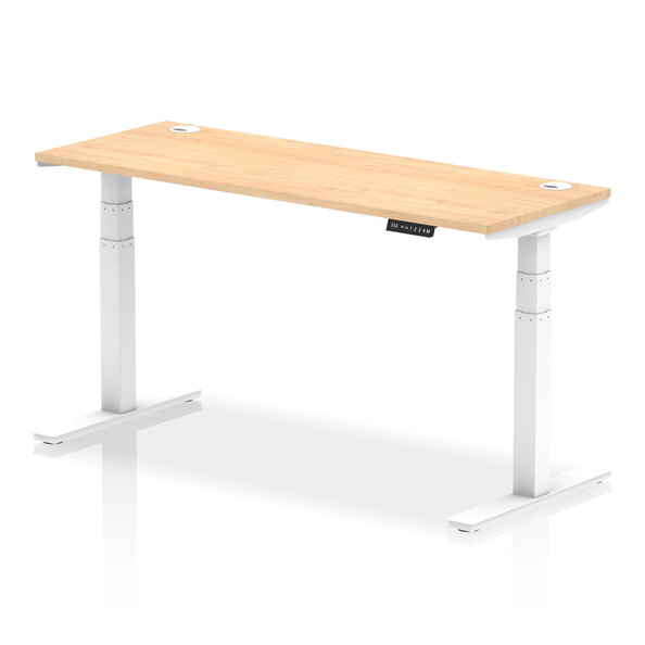 Troy 160cm Wooden Adjustable Laptop Desk With White Legs In Maple