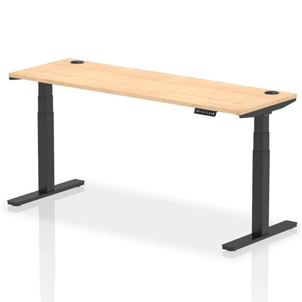 Troy 180cm Wooden Adjustable Laptop Desk With Black Legs In Maple