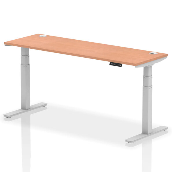 Troy 180cm Wooden Adjustable Laptop Desk With Silver Legs In Beech