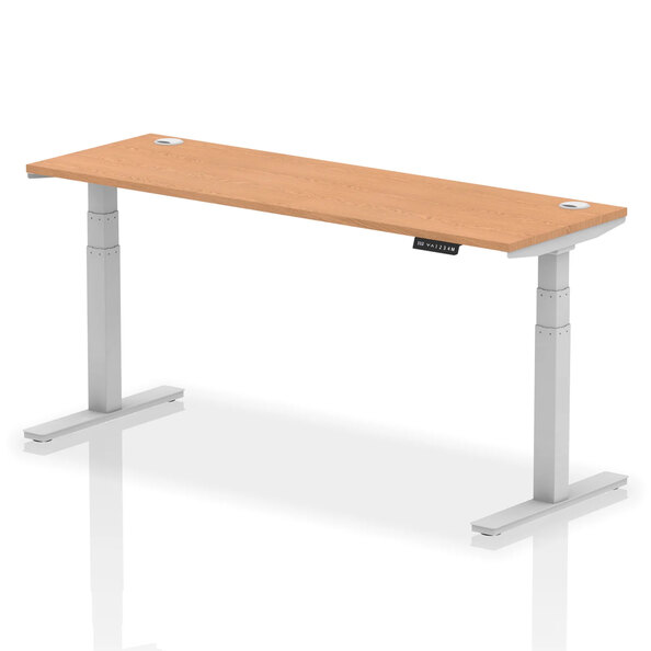 Troy 180cm Wooden Adjustable Laptop Desk With Silver Legs In Oak