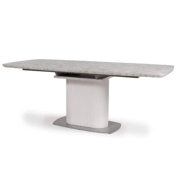 Tupelo Large Wooden Extending Dining Table In White Marble Effect