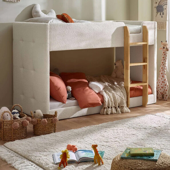 Tyrel Fabric Bunk Bed in Cream