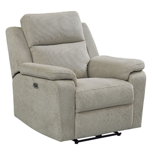 Tyrone Fabric Electric Recliner 1 Seater Sofa In Taupe