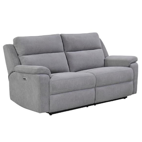 Tyrone Fabric Electric Recliner 3 Seater Sofa In Stone
