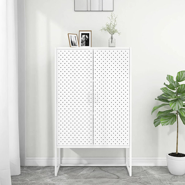Utara Tall Steel Storage Cabinet With 2 Doors In White