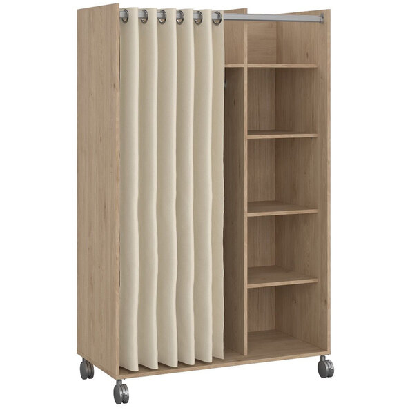 Uxbridge Wooden Open Wardrobe With 6 Shelves In Jackson Hickory Oak