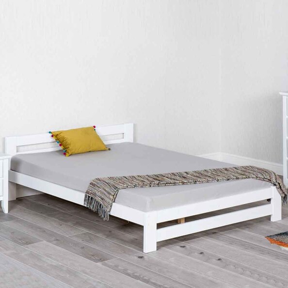 Vallejo Wooden Double Bed In White