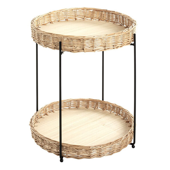 Valrico Rattan Side Table With Black Legs In Natural