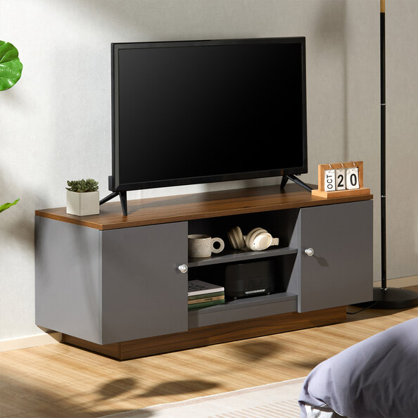 Varden Wooden TV Stand with 2 Doors in Grey