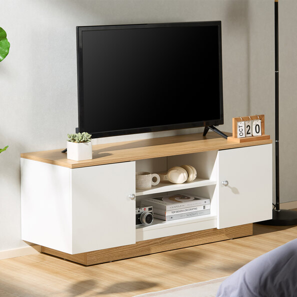 Varden Wooden TV Stand with 2 Doors in White