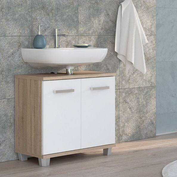 Vareon Wooden Vanity Unit without Sink in Sonoma Oak and White High Gloss