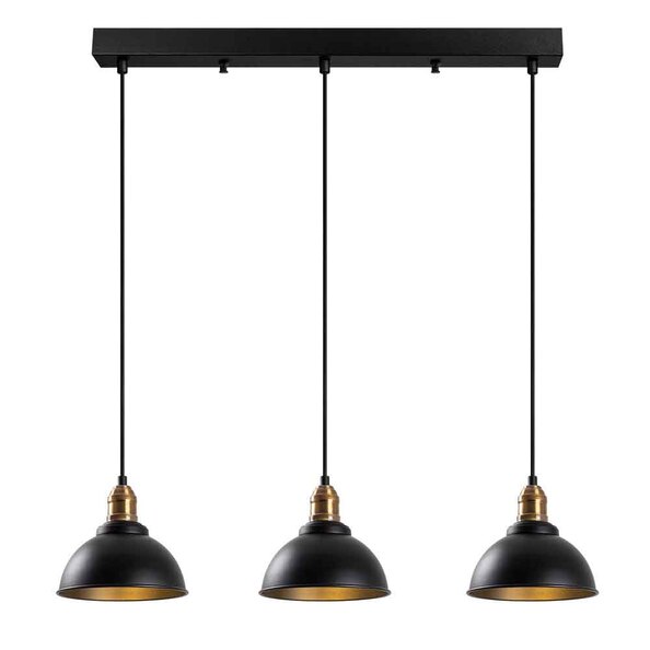 Varzan 3 Light Metal Ceiling Pendant Light in Black and Antique