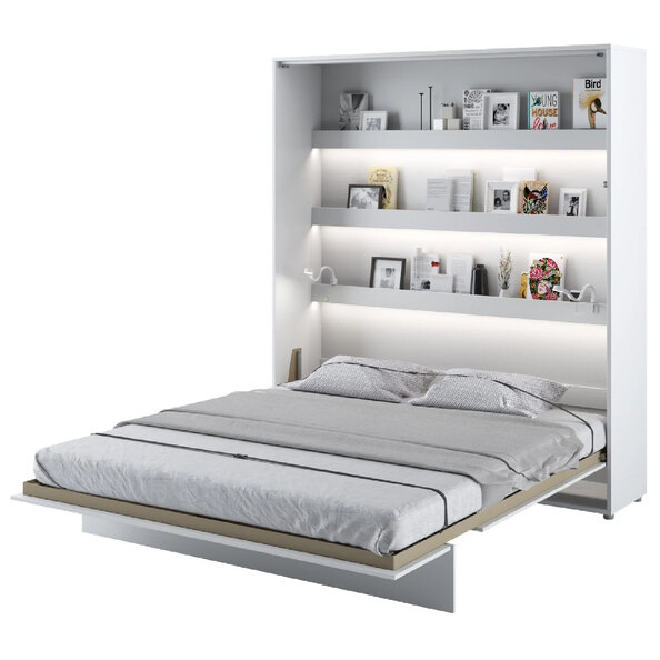 Vashon Vertical Wall High Gloss Super King Size Bed In White