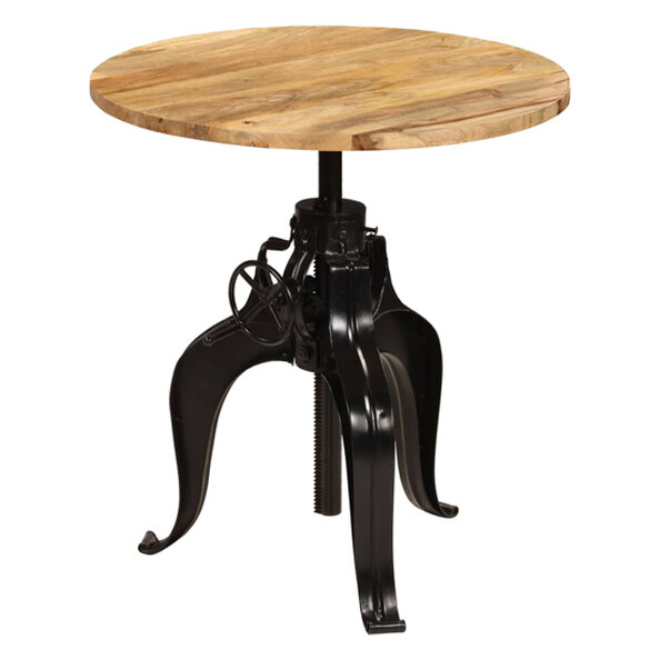Veda Round Large Wooden Bar Table With Steel Base In Natural