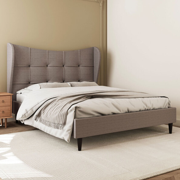Velora Fabric Double Bed in Brown