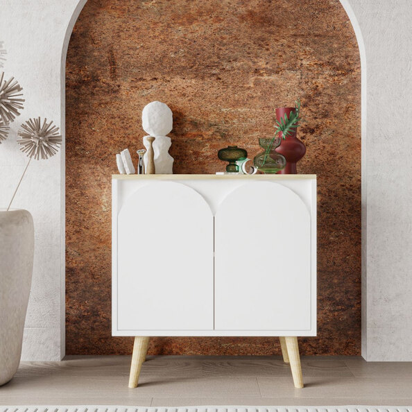 Venezia Wooden Console Table Sapphire Oak and White