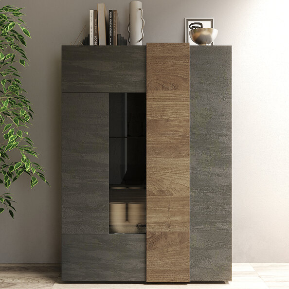 Venice Wooden Display Cabinet 2 Doors In Titan And Mercure