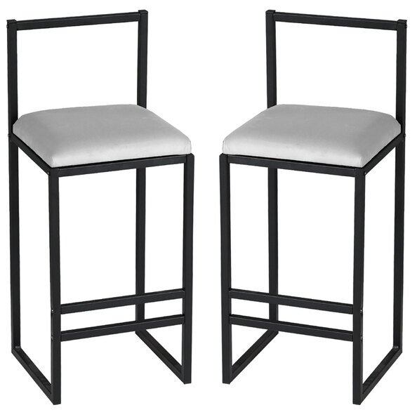 Verano Black Metal Bar Stools with Cream Foam Seat in Pair