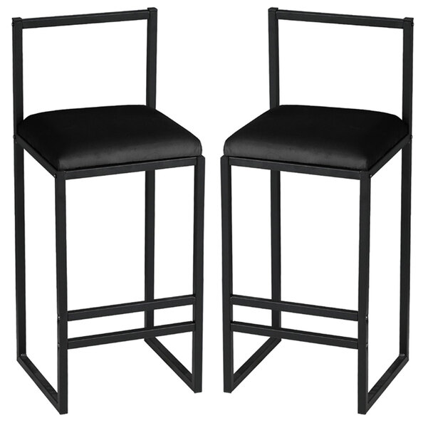 Verano Black Metal Bar Stools with Foam Seat in Pair