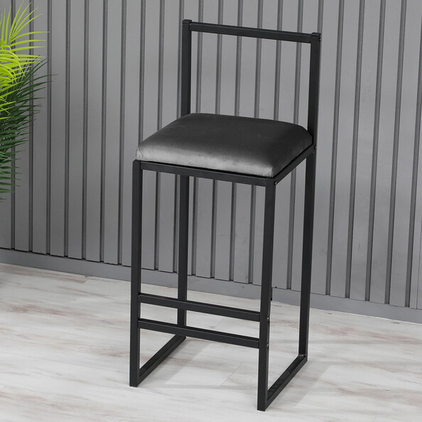 Verano Black Metal Bar Stools with Fume Foam Seat in Pair