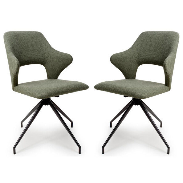 Vercelli Sage Fabric Dining Chairs In Pair