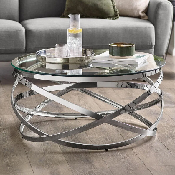 Verdun Clear Class Coffee Table With Chrome Frame