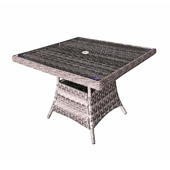 Vernal Glass Top Garden Square Dining Table In Grey
