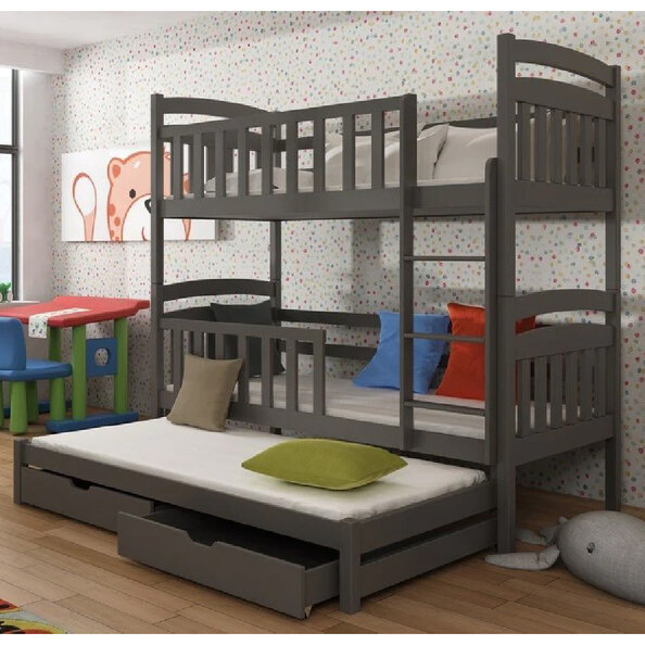 Vernal Wooden Bunk Bed Without Mattress And Trundle In Graphite