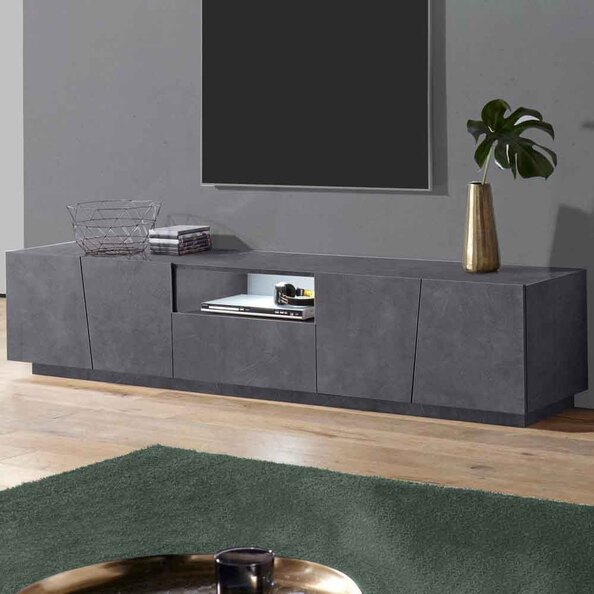 Verndale Wooden TV Stand With 4 Doors 1 Drawer In Slate