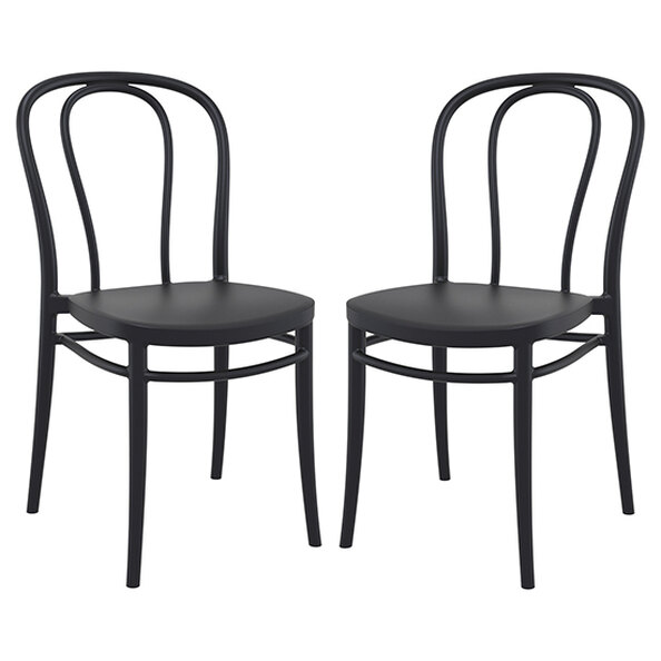 Victor Black Polypropylene Dining Chairs In Pair