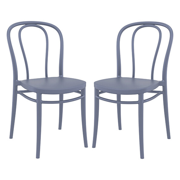 Victor Dark Grey Polypropylene Dining Chairs In Pair