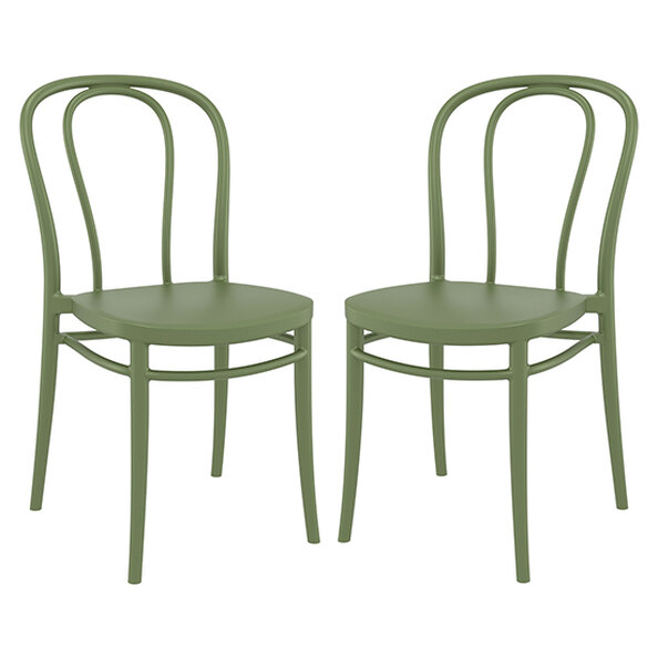 Victor Olive Green Polypropylene Dining Chairs In Pair