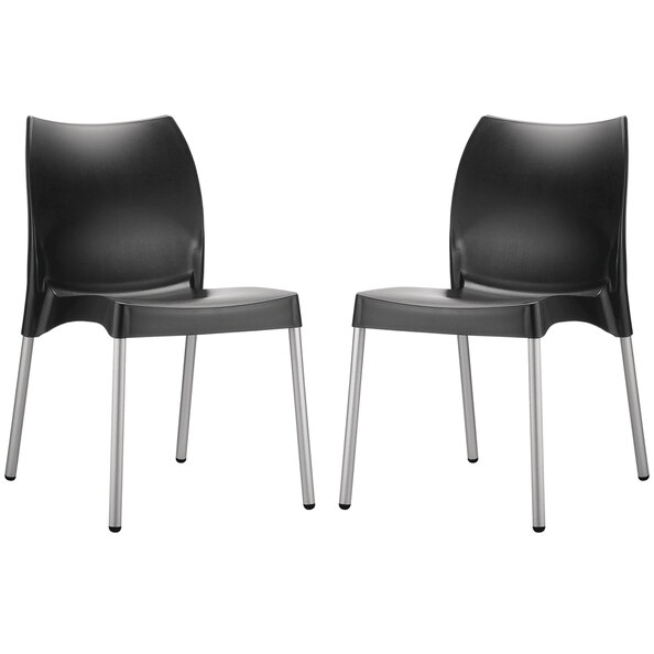 Vienna Black Polypropylene Dining Chairs In Pair