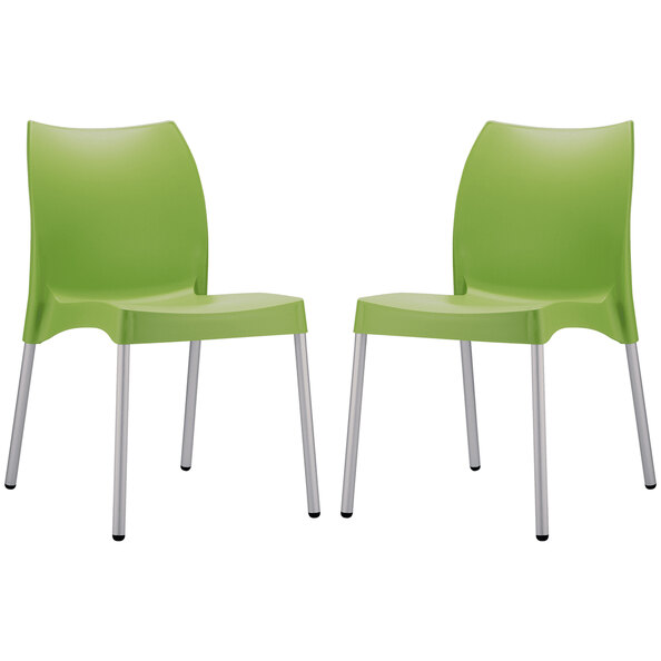 Vienna Mint Green Polypropylene Dining Chairs In Pair