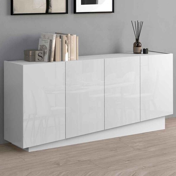 Vigo High Gloss Storage Cabinet With 4 Doors In White