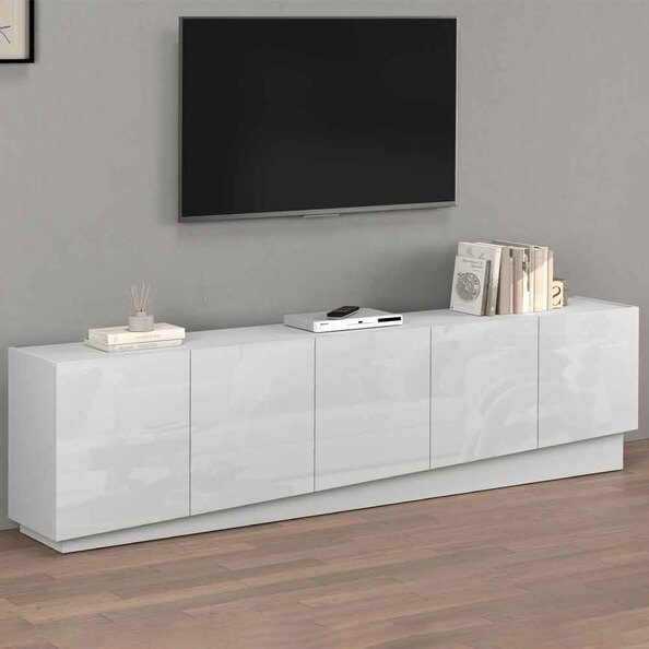 Vigo High Gloss TV Stand With 5 Doors In White