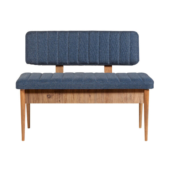 Vina Fabric Dining Bench with Atlantic Pine Wooden Frame in Dark Blue